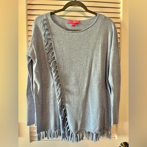 Lilly Pulitzer fringed sweater, Heather Blue, Medium, EUC